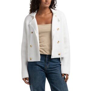 VINCE Optic White Double Breasted Sweater Jacket NWT